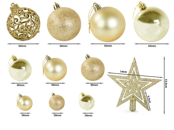 Kalėdų eglutės viršūnės 6/4/3 cm kit 100 vnt., Auksinis, Szín, Aranysárga