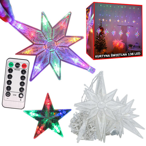 Žibintai girlianda žvaigždės šviesos užuolaidos 138 vadovaujama, Įvairiaspalvis, Szín, Sokszínű