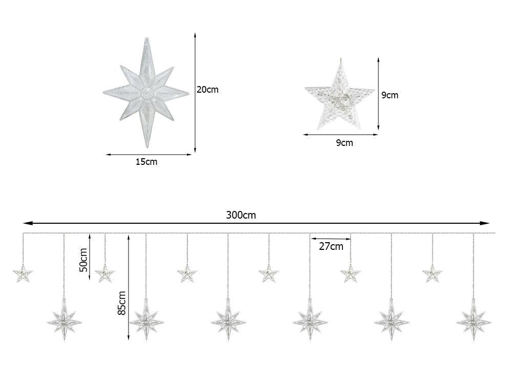 Žibintai girlianda žvaigždės šviesos užuolaidos 138 vadovaujama, Įvairiaspalvis, Szín, Sokszínű