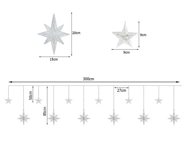 Žibintai girlianda žvaigždės šviesos užuolaidos 138 vadovaujama, Įvairiaspalvis, Szín, Sokszínű