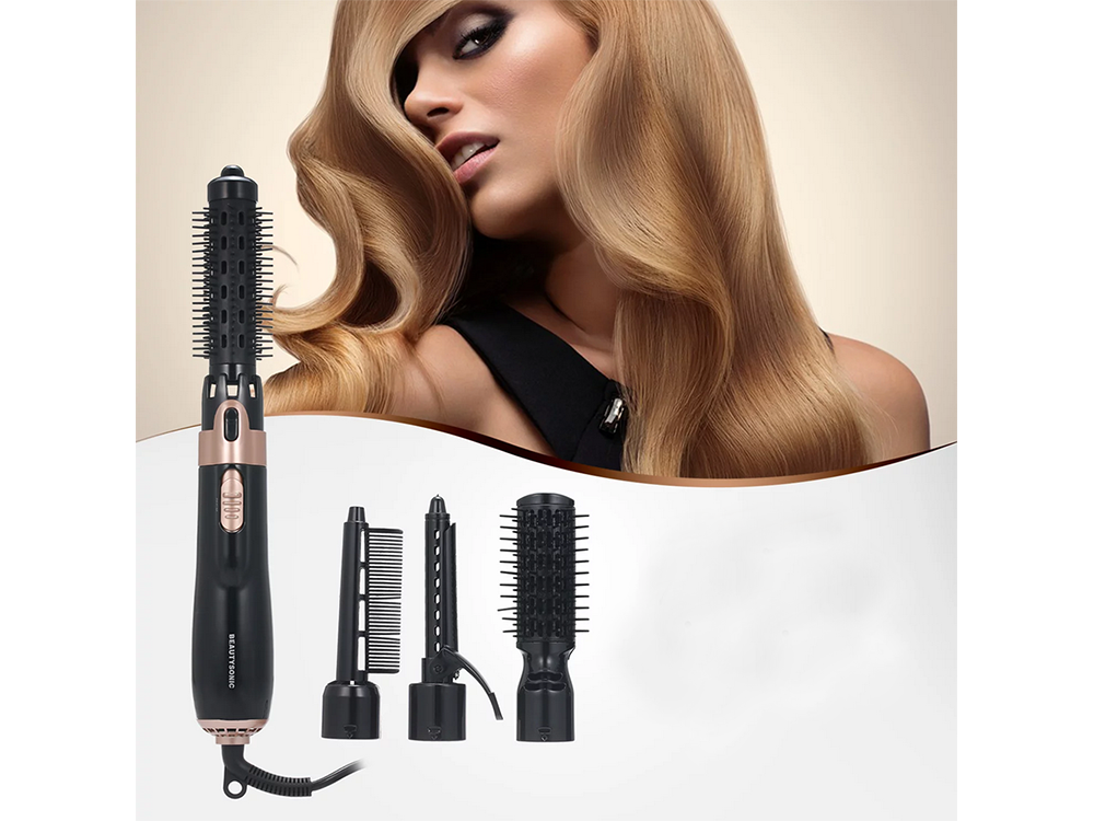 Plaukų džiovintuvas garbanojimo geležis šepetys rinkinys 4in1