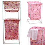 Skalbinių krepšys su dviguba lentyna lininių drabužių krepšys