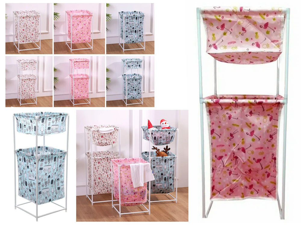 Skalbinių krepšys su dviguba lentyna lininių drabužių krepšys