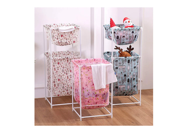 Skalbinių krepšys su dviguba lentyna lininių drabužių krepšys