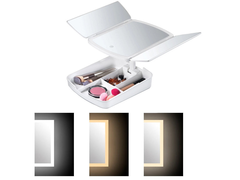 Apšviestas makiažo led kosmetikos veidrodis