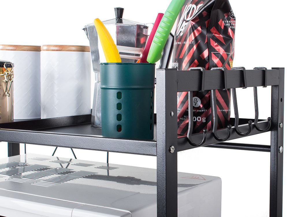 Mikrobangų krosnelės stovas reguliuojama virtuvės lentyna