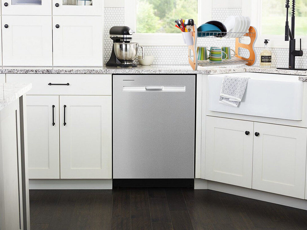 Indaplovė su džiovykle, stovintis maišytuvas su dvigubu stalviršiu