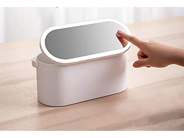 Trobelė kosmetikos organizatorius veidrodis usb vadovaujama