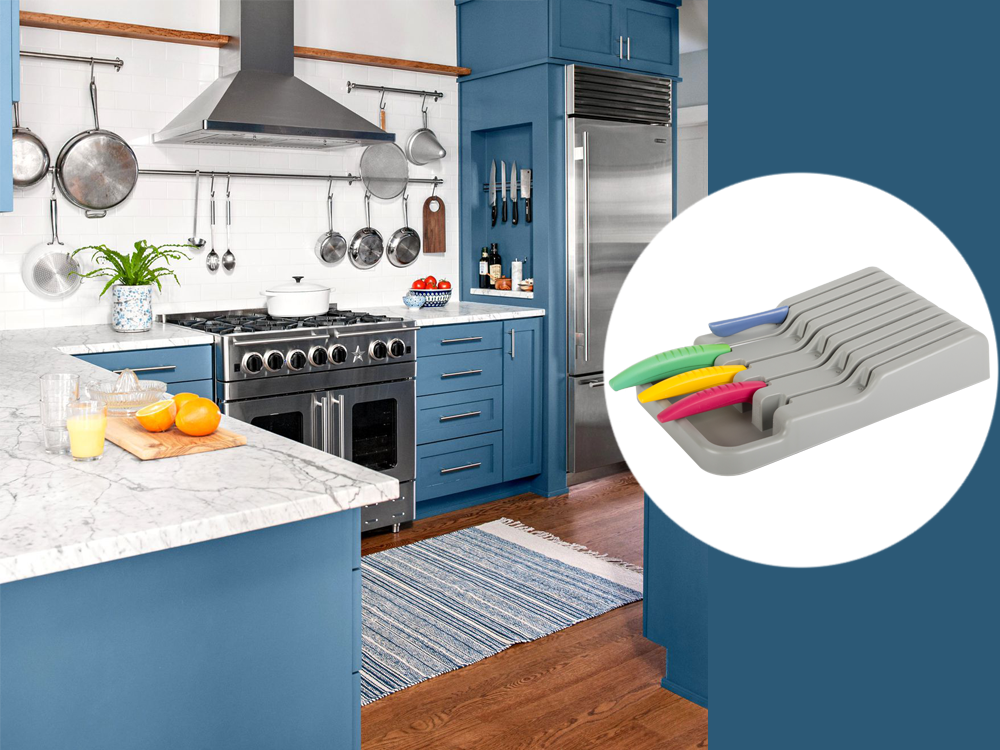 Peilių stalčių organizatorius 9 skyrių įdėklas