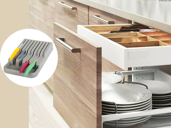 Peilių stalčių organizatorius 9 skyrių įdėklas