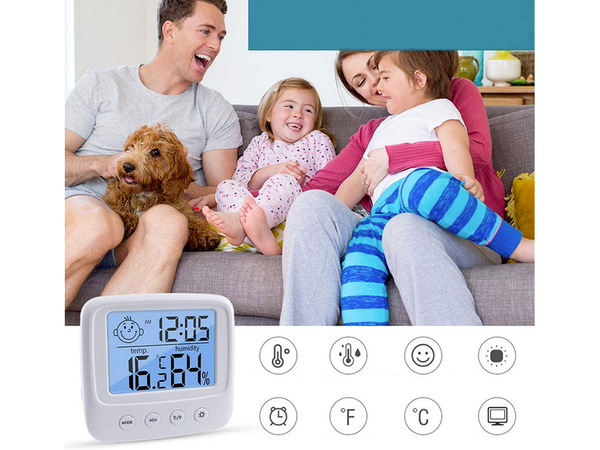 Termometras higrometras elektroninis vidinis laikrodis