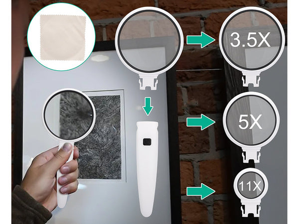 Didinamasis stiklas su 2x led apšvietimu