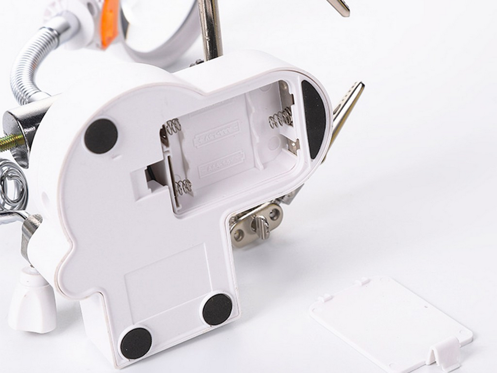 Trečiosios rankos litavimo rinkinys didinamojo stiklo laikiklis led