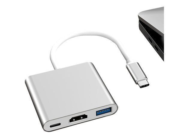 Adapteris 3in1 hub usb-c usb 3.0 hdmi 4k