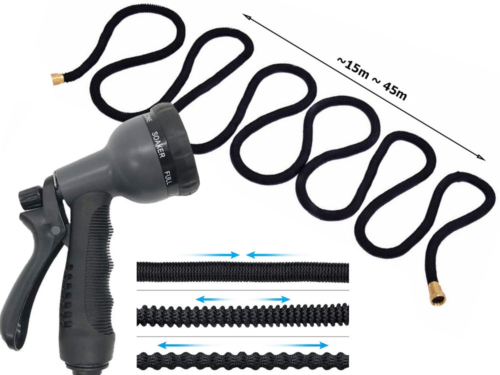 Sodo žarna 45 m ištempimo movos pistoleto kablys, 45m, Hossz, 45m