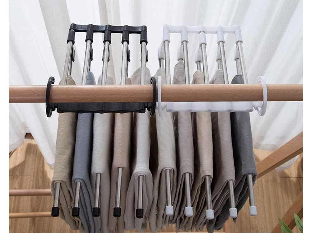 5 porų ištraukiama drabužių spintos kelnių lentyna