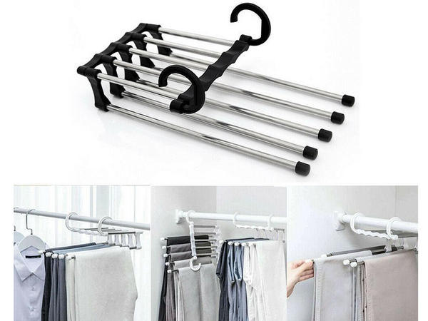 5 porų ištraukiama drabužių spintos kelnių lentyna