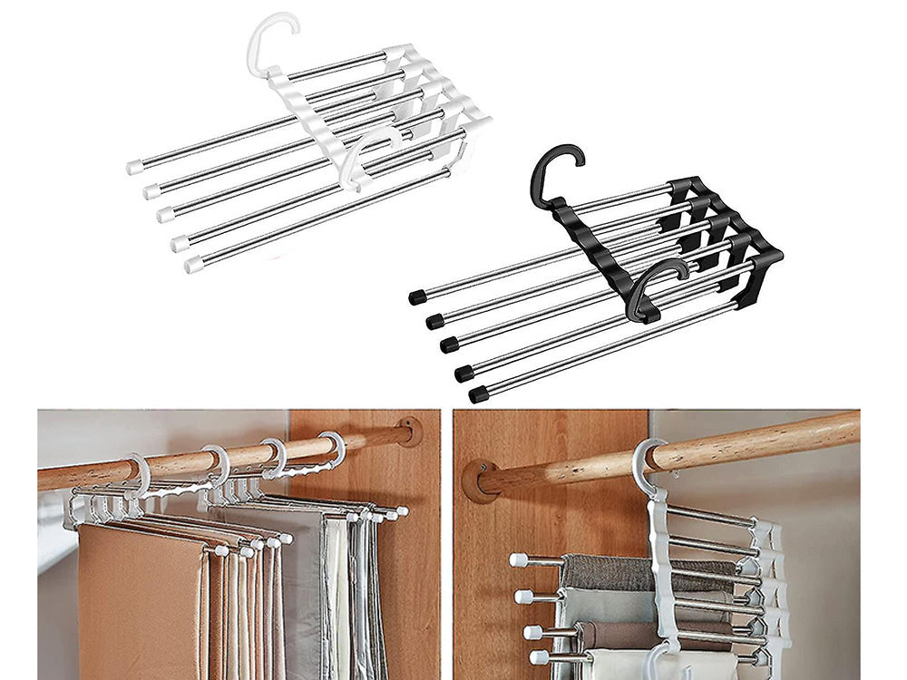 5 porų ištraukiama drabužių spintos kelnių lentyna