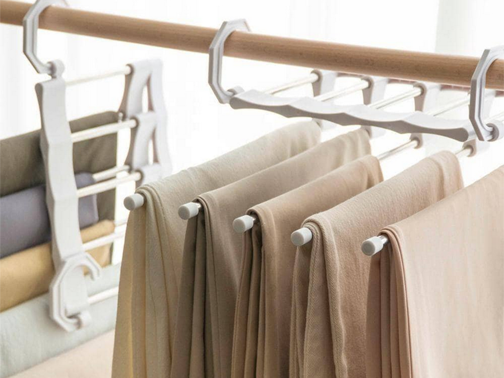 5 porų ištraukiama drabužių spintos kelnių lentyna