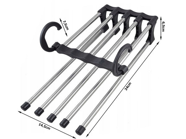 5 porų ištraukiama drabužių spintos kelnių lentyna