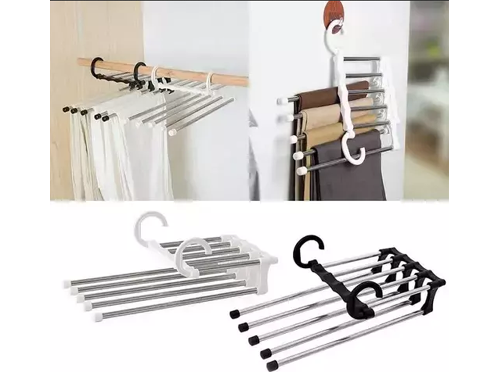 5 porų ištraukiama drabužių spintos kelnių lentyna