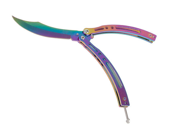 Aštrus sulankstomas peilis "butterfly" vaivorykštinis išblukimas