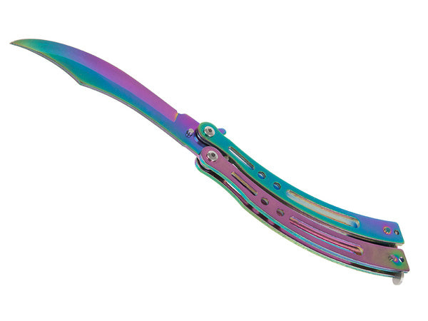Aštrus sulankstomas peilis "butterfly" vaivorykštinis išblukimas