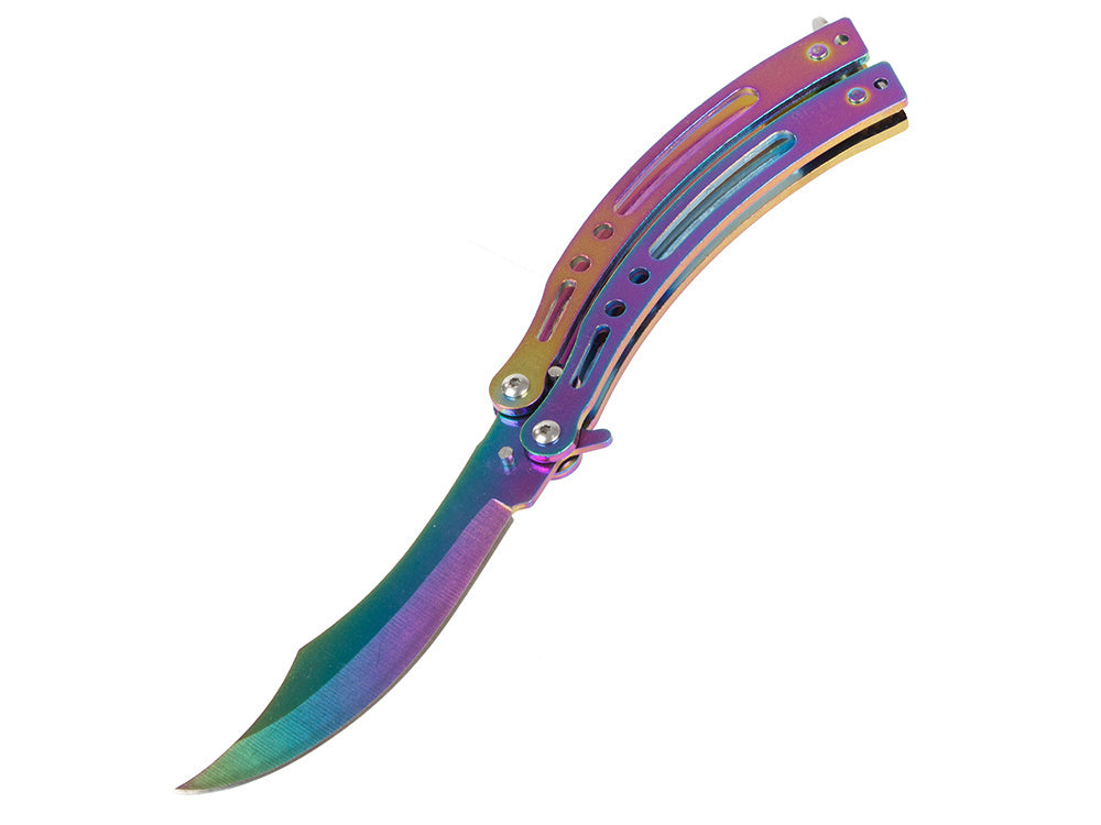 Aštrus sulankstomas peilis "butterfly" vaivorykštinis išblukimas