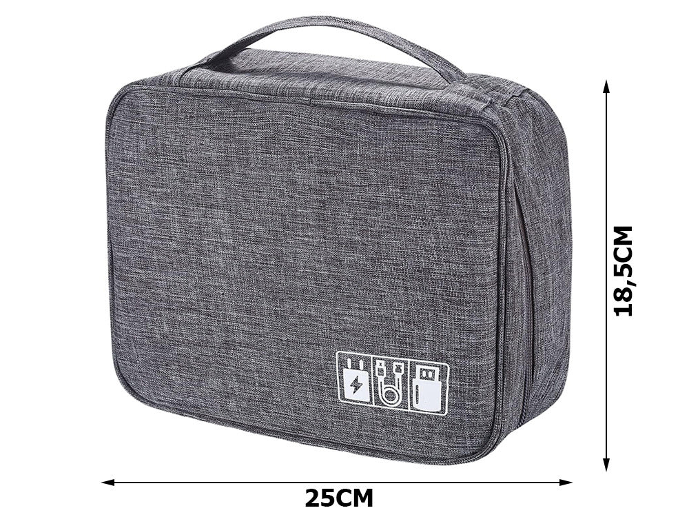 Kelioninis krepšys įkrovikliams ir kabeliams organizuoti