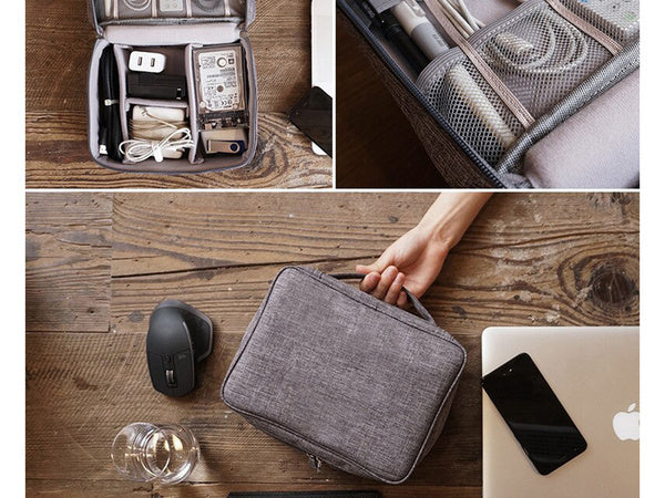 Kelioninis krepšys įkrovikliams ir kabeliams organizuoti