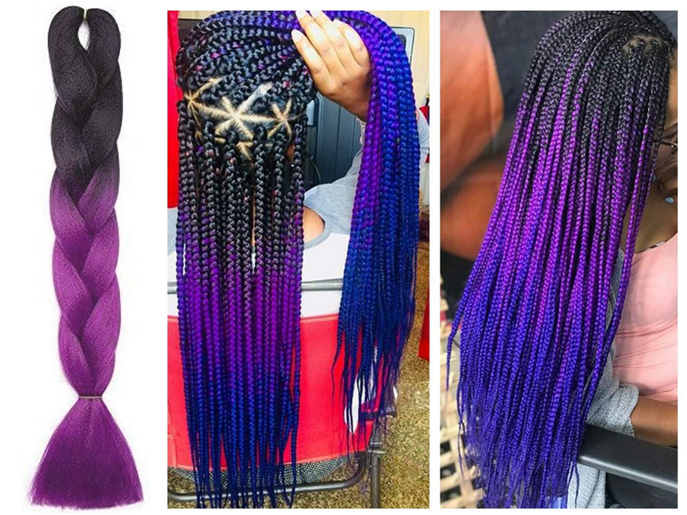 Sintetiniai plaukai spalvotoms ombre pynėms