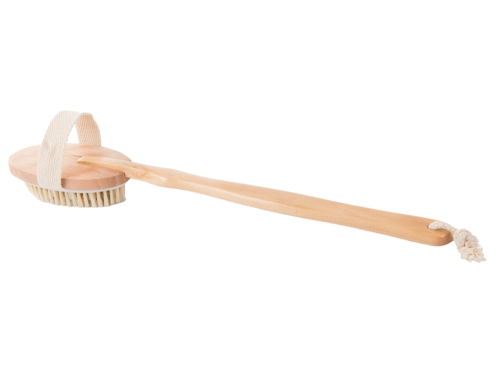 Drėgnas sausas kūno masažinis šepetys nugarai