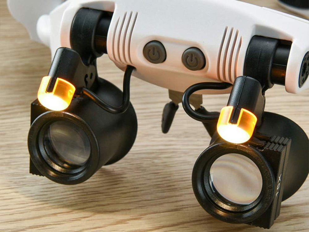 Laikrodininko didinamasis stiklas remontui 25x 20x led