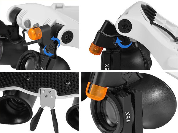 Laikrodininko didinamasis stiklas remontui 25x 20x led