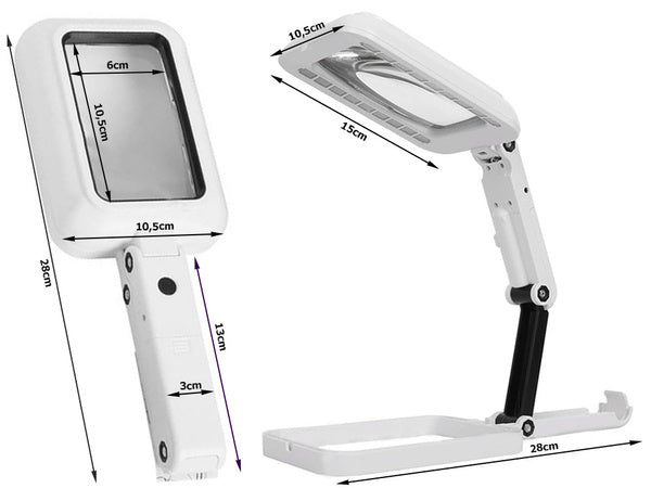 Juvelyro stalo didysis 3x 18 led sulankstomasis didintuvas