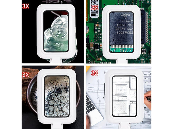 Juvelyro stalo didysis 3x 18 led sulankstomasis didintuvas