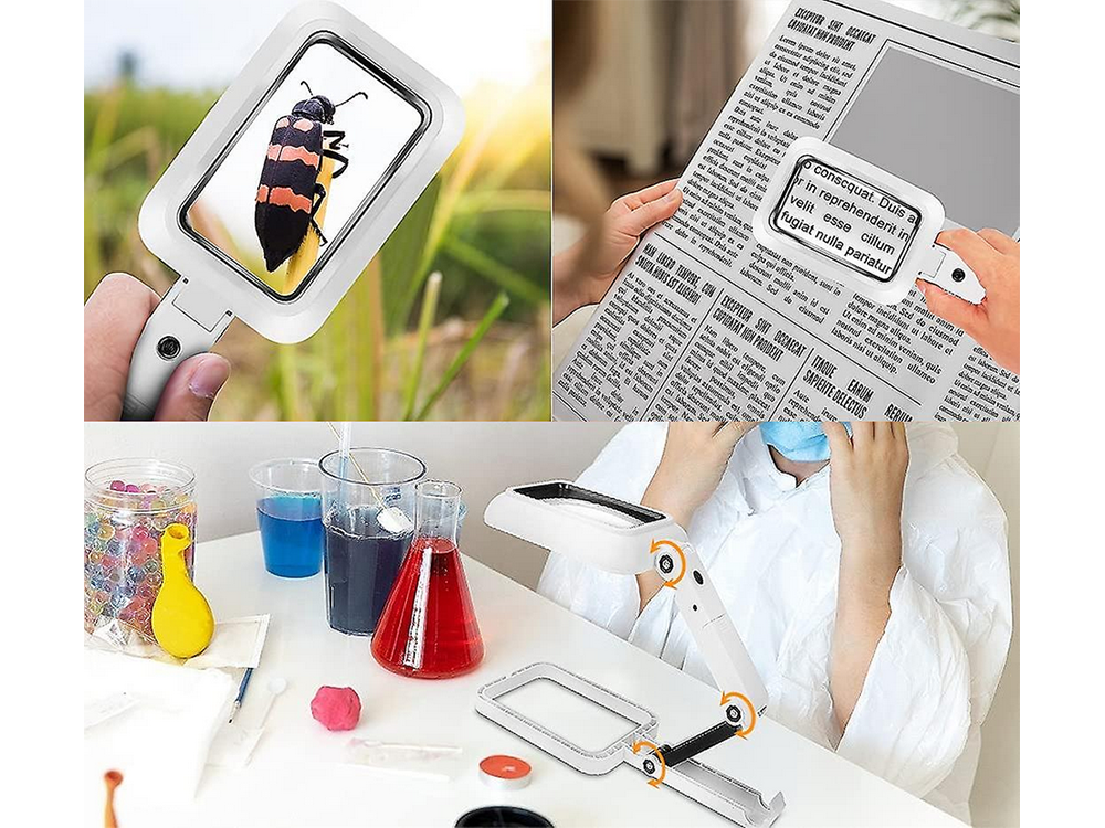 Juvelyro stalo didysis 3x 18 led sulankstomasis didintuvas