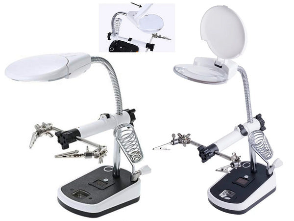 Trečiosios rankos lutteris 10x 3,5x 5 led, skirtas litavimui