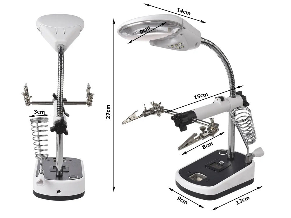Trečiosios rankos lutteris 10x 3,5x 5 led, skirtas litavimui