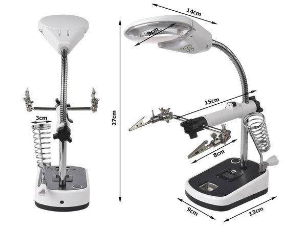 Trečiosios rankos lutteris 10x 3,5x 5 led, skirtas litavimui