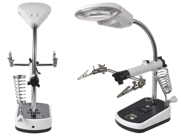 Trečiosios rankos lutteris 10x 3,5x 5 led, skirtas litavimui