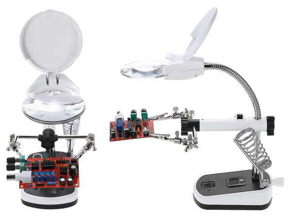 Trečiosios rankos lutteris 10x 3,5x 5 led, skirtas litavimui