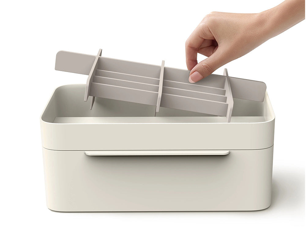 Kosmetikos organizatorius su stalčiumi ir veidrodėliu