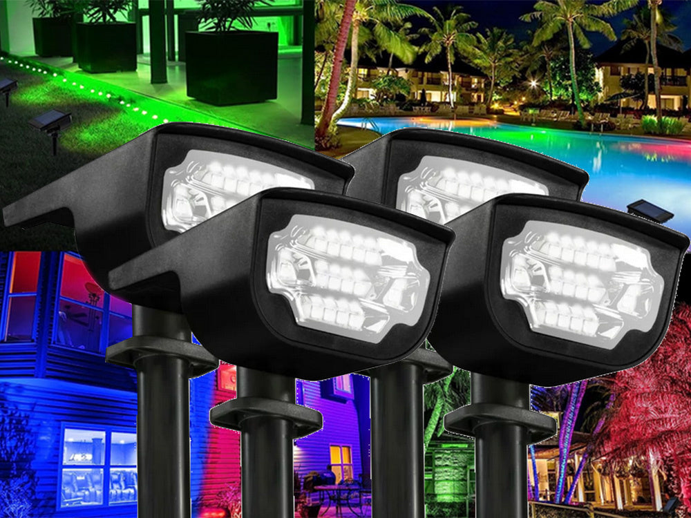 Saulės sodo lempos varomos led lempos spalvos