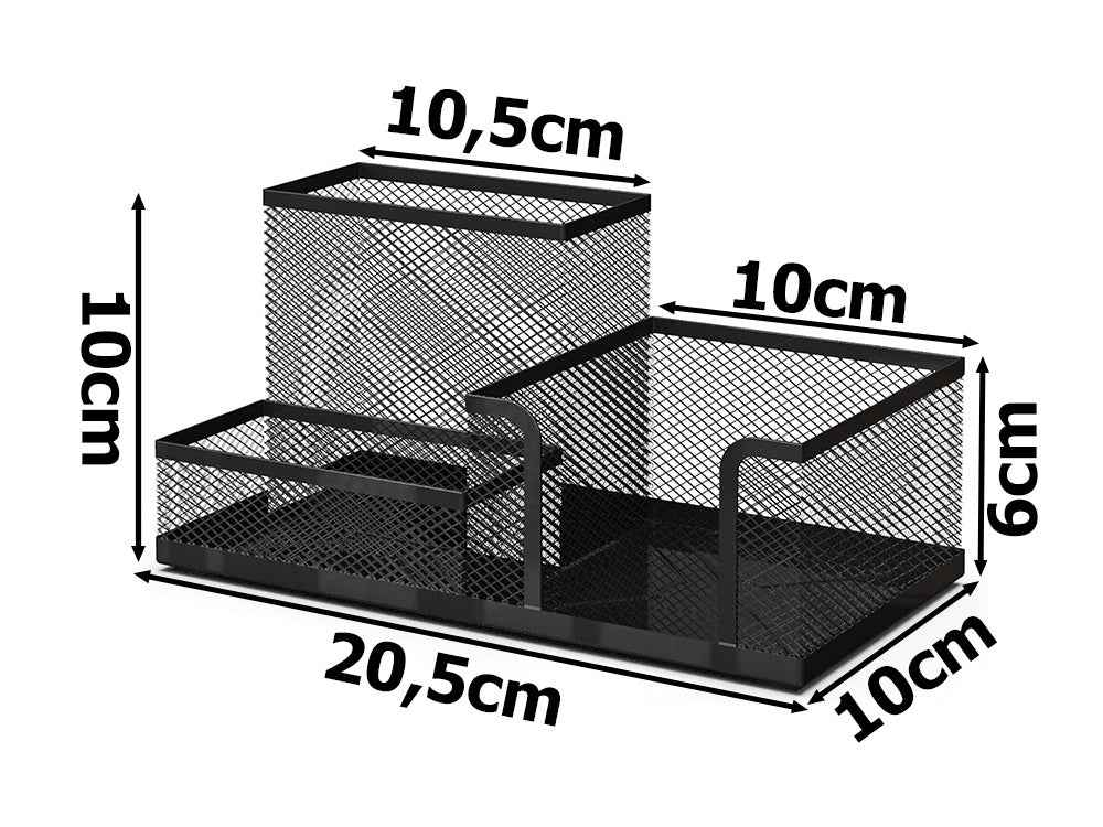 Metalinis rašomojo stalo organizatorius su 3 skyriais