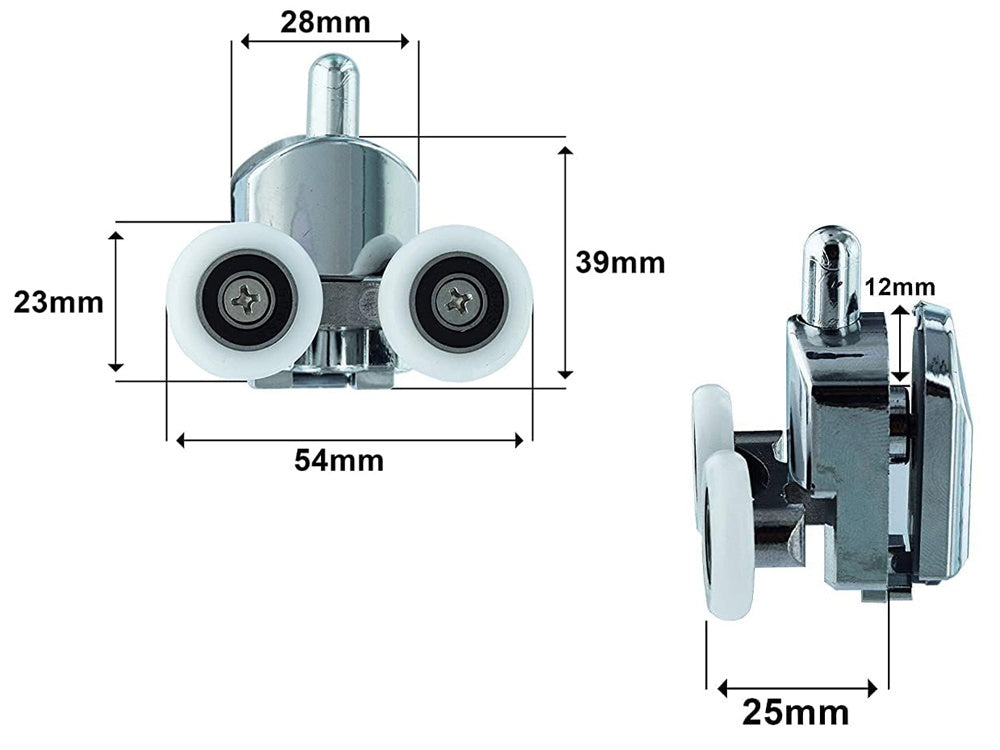 Dušo kabinos ritinėliai, rinkinio ratai 8 ritinėliai