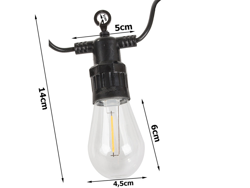 Sodo girliandų šviesos grandinė 10 vadovaujamų žibintų