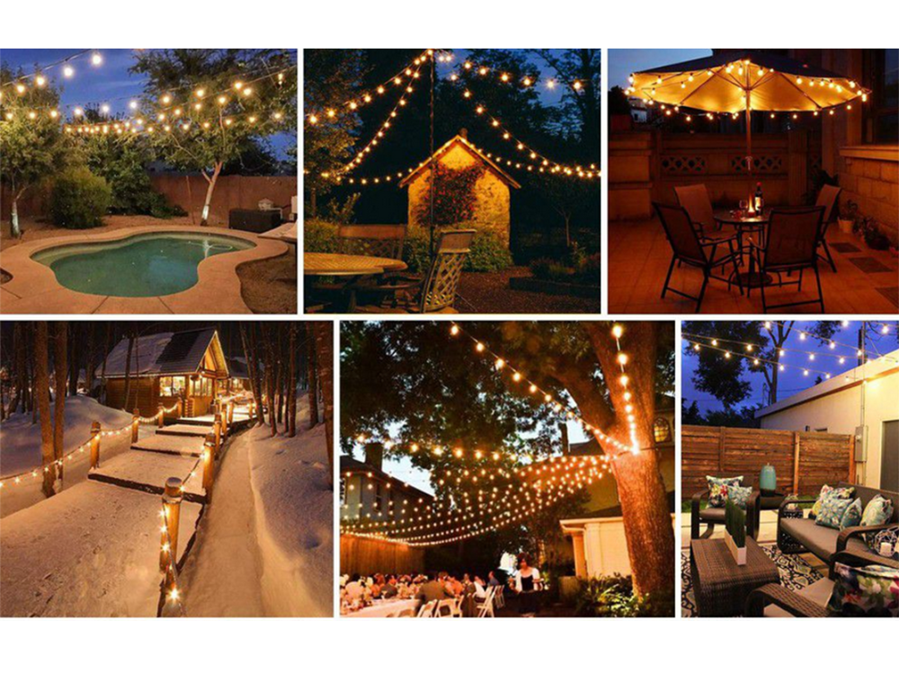 Sodo girliandų šviesos grandinė 10 vadovaujamų žibintų