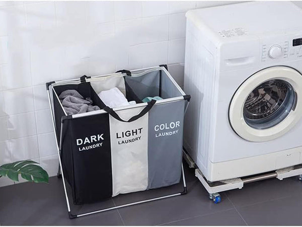 Skalbinių krepšys 3 skyrių laisvai pastatomas organizatorius konteineris 135l