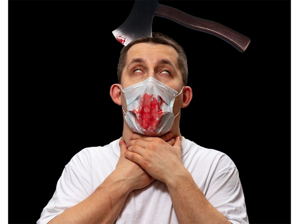 Kirvis helovino galvos apdangalas kirvio kostiumas